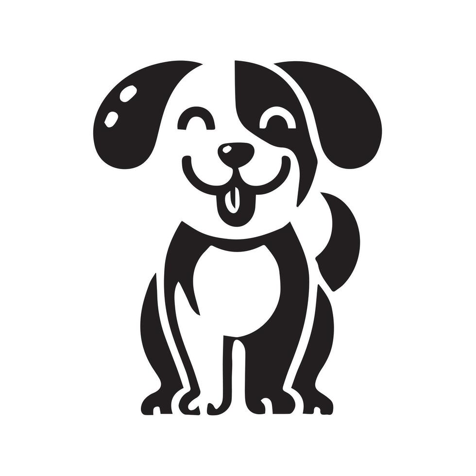 Cute Black and White Dog Logo in Circle icon vector