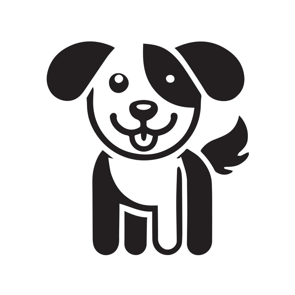 Cute Black and White Dog vector