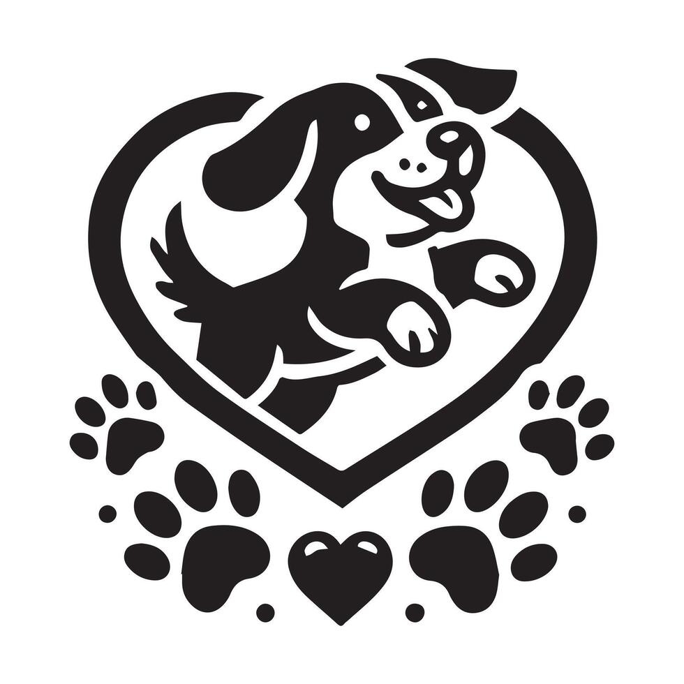 Friendly Dog Portrait in Simple Black and White Style icon vector