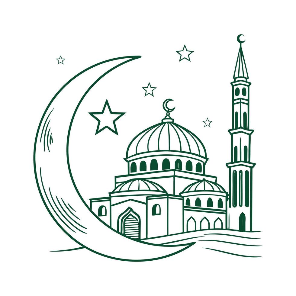 Islamic Mosque and Crescent Moon Design symbol vector