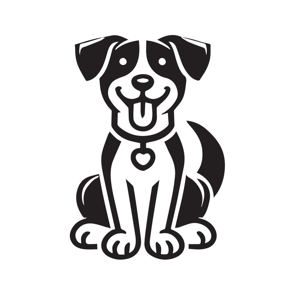 A black and white graphic dog vector