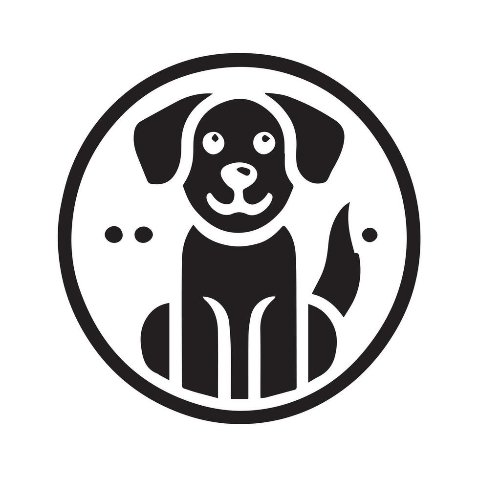 A playful, black and white illustration of a dog's head in profile view. icon vector
