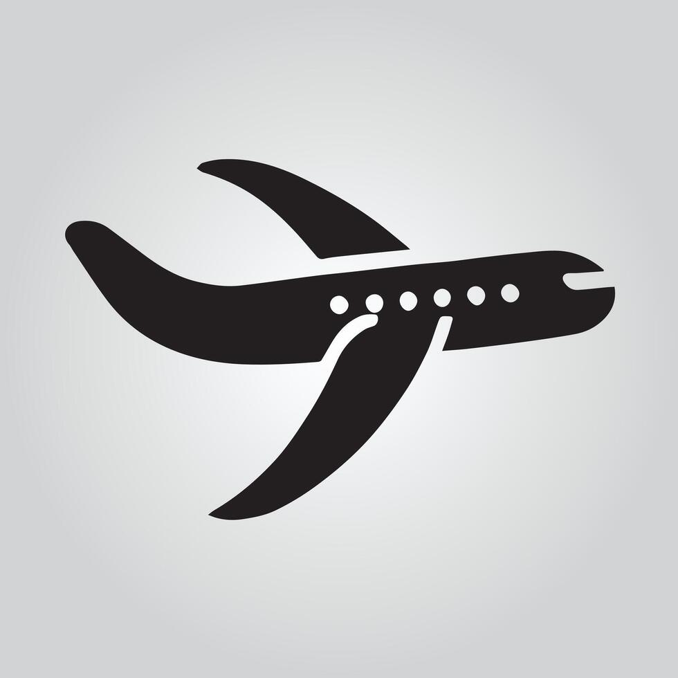 airplane in flight against a light gray background vector