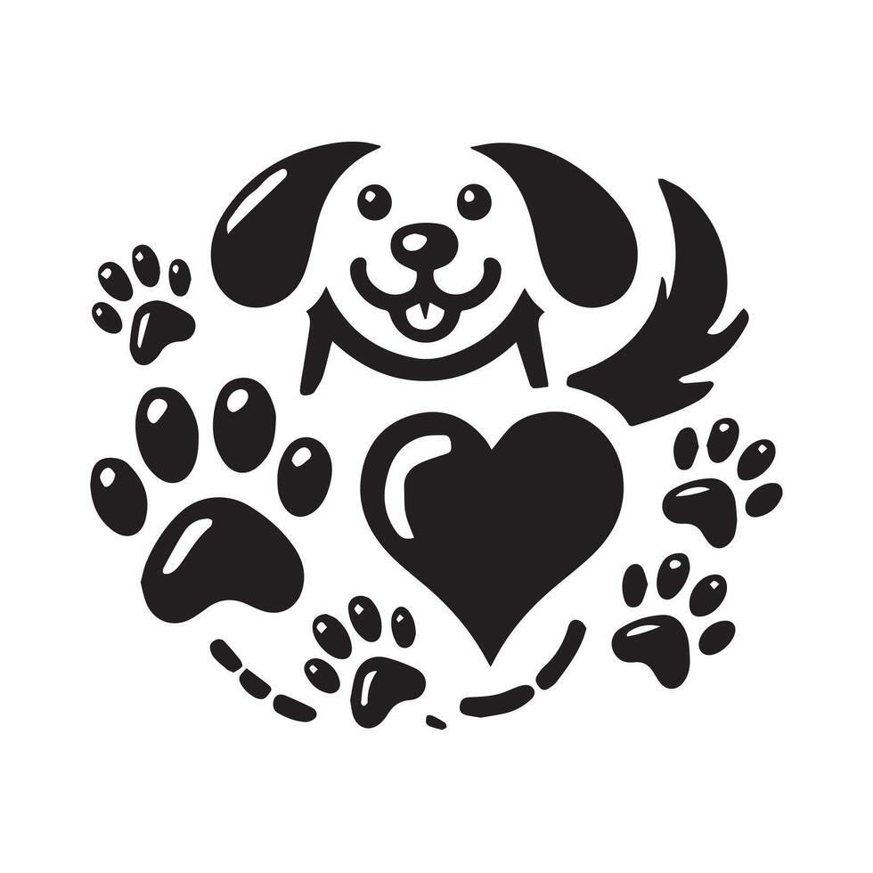 Happy Dog Head Illustration in Simple Style love vector