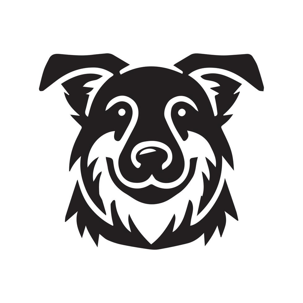 black and white silhouette of a dog's head and shoulders vector