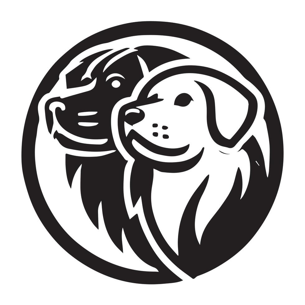 Happy Dog Silhouette in a Circular Design vector
