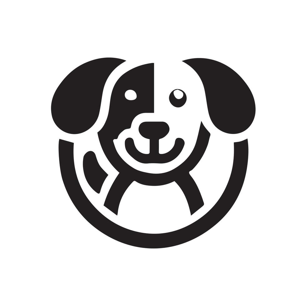 icon Black and White Dog Head Graphic Design vector