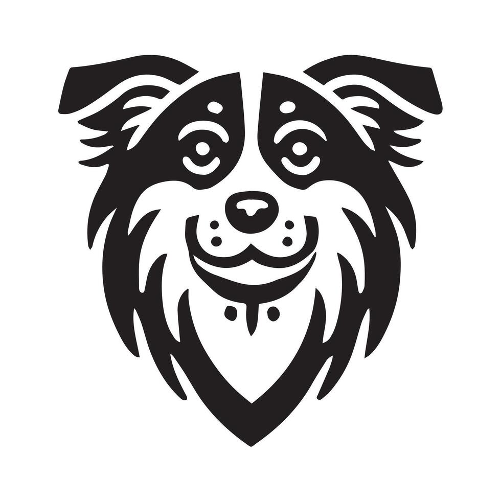 Cute black and white cartoon dog icon vector