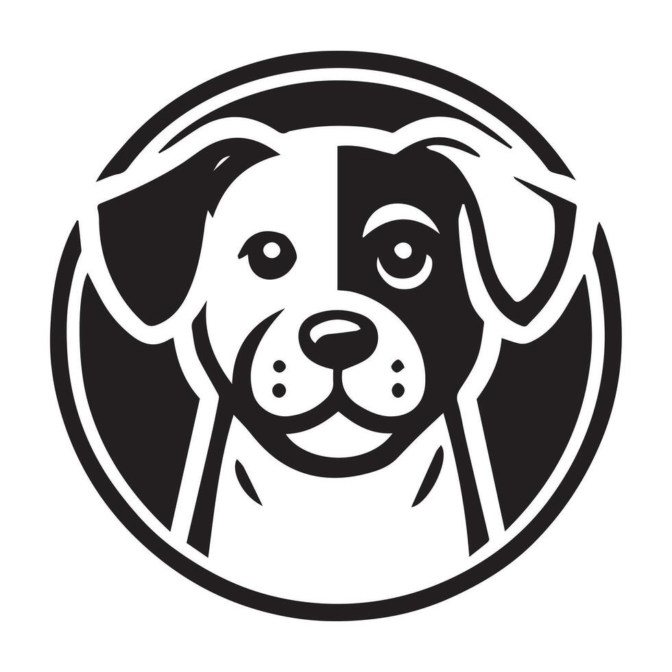 Friendly dog logo with paw prints vector
