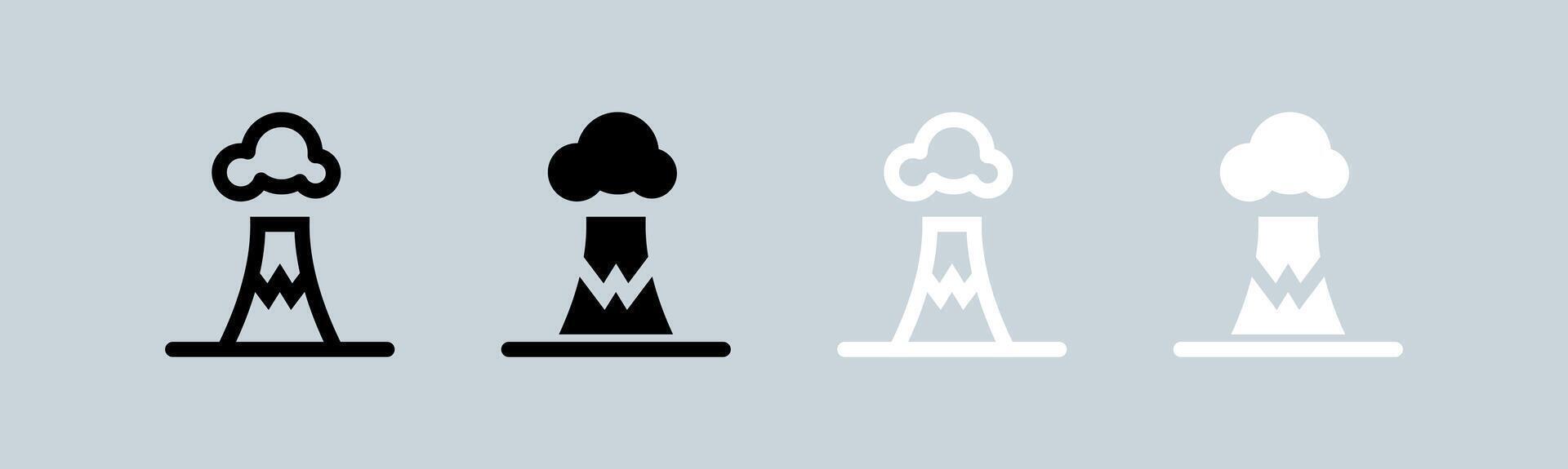 Mountain icon set in black and white. Adventure signs illustration. vector