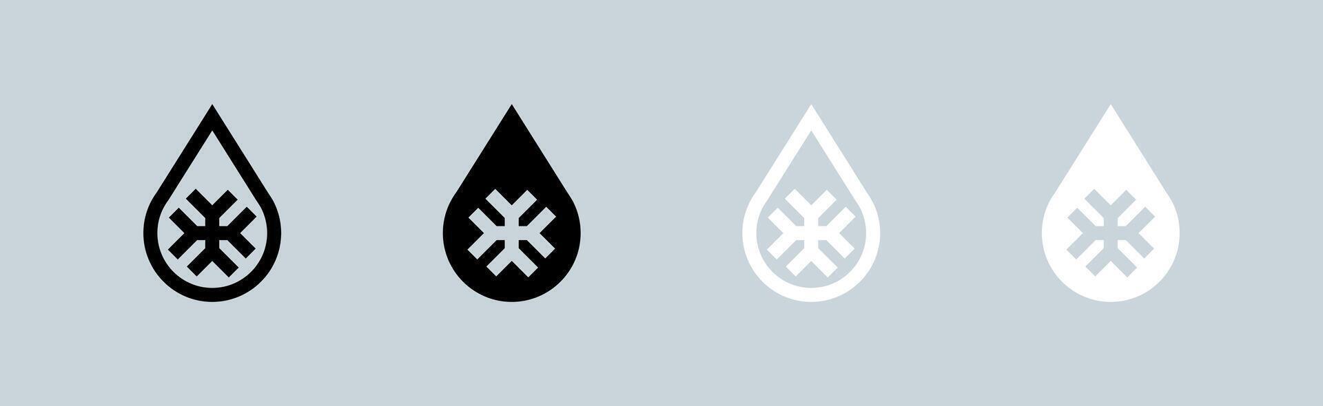 Snowflake icon set in black and white. Cold signs illustration. vector
