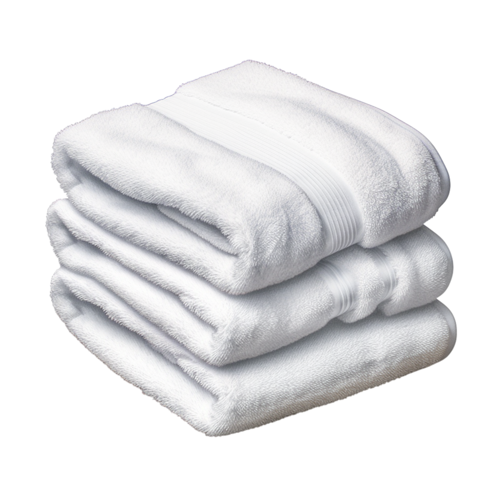 Neatly Stacked White Bath Towels for Spa and Bathroom Essentials png