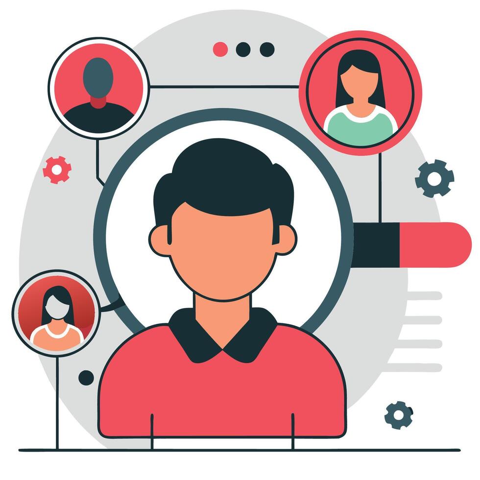 Concept Illustration of User Research with Five Participants vector