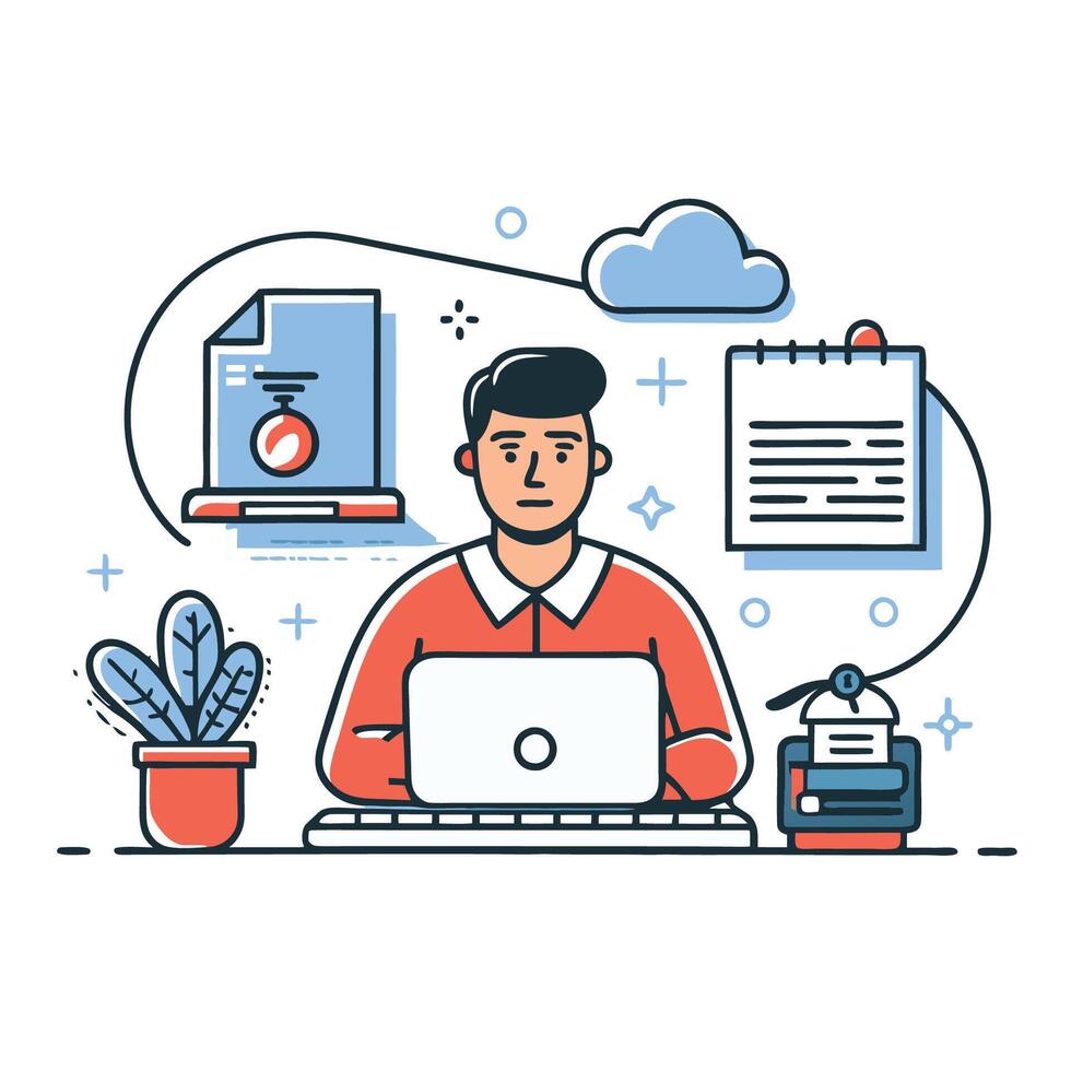 Conceptual Illustration of Keyboard Typing on a Laptop vector