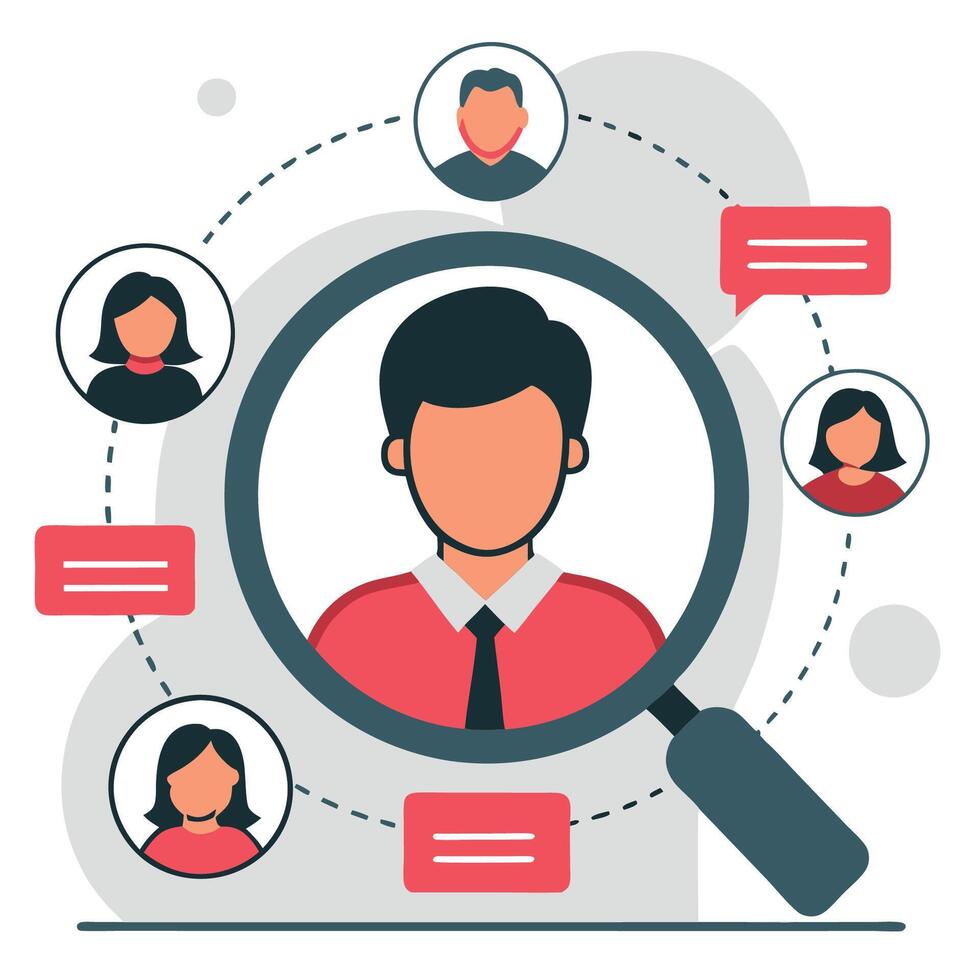 Conceptual Illustration of User Research Methods and Data Analysis for Product Design vector