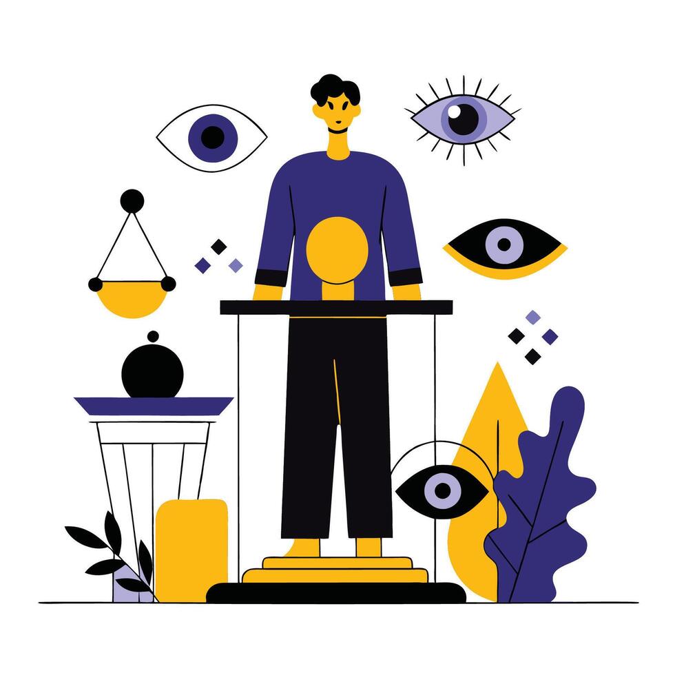 Concept Illustration of Truth Unveiled with Bold Colors and Symbolism vector