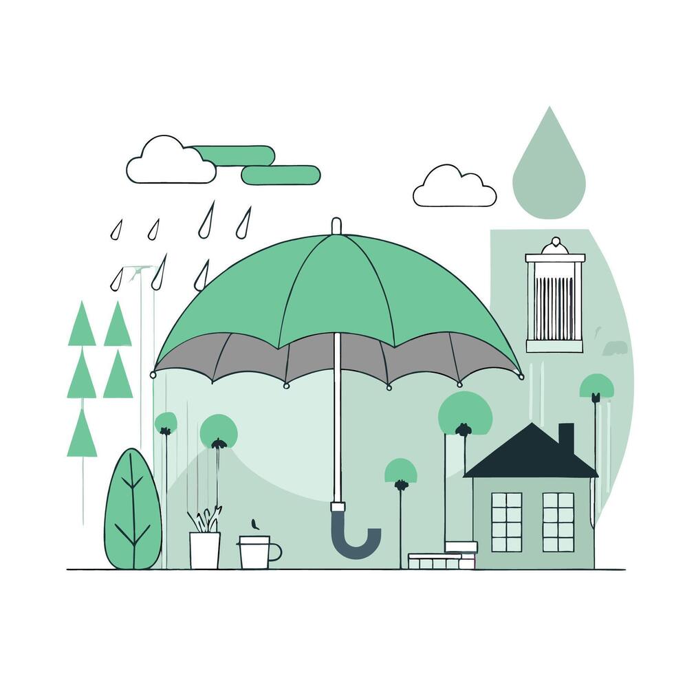 Protective Umbrella Providing Shelter from Rain A Conceptual Illustration vector