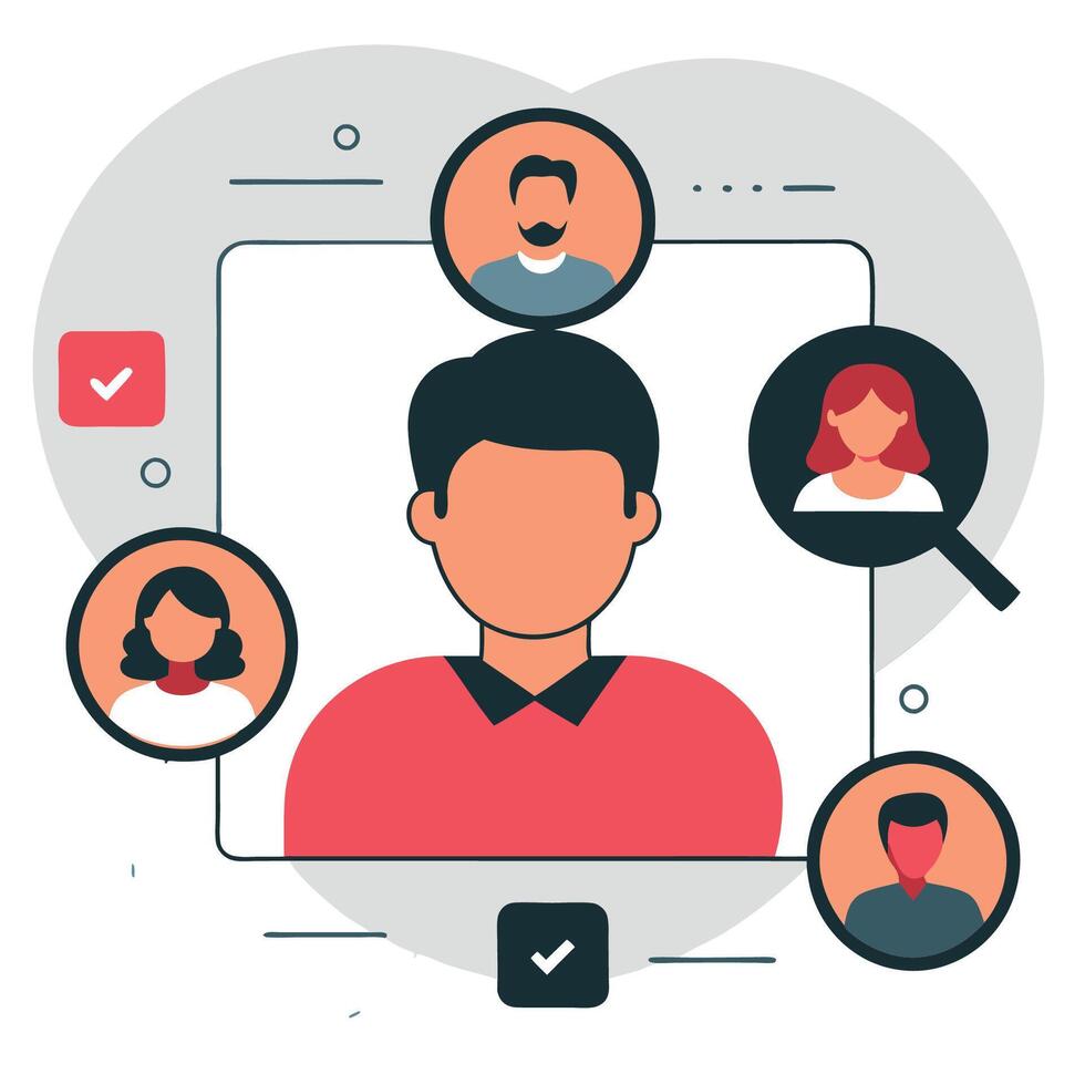 Visualizing the Process of User Research Through Illustrated Concepts vector