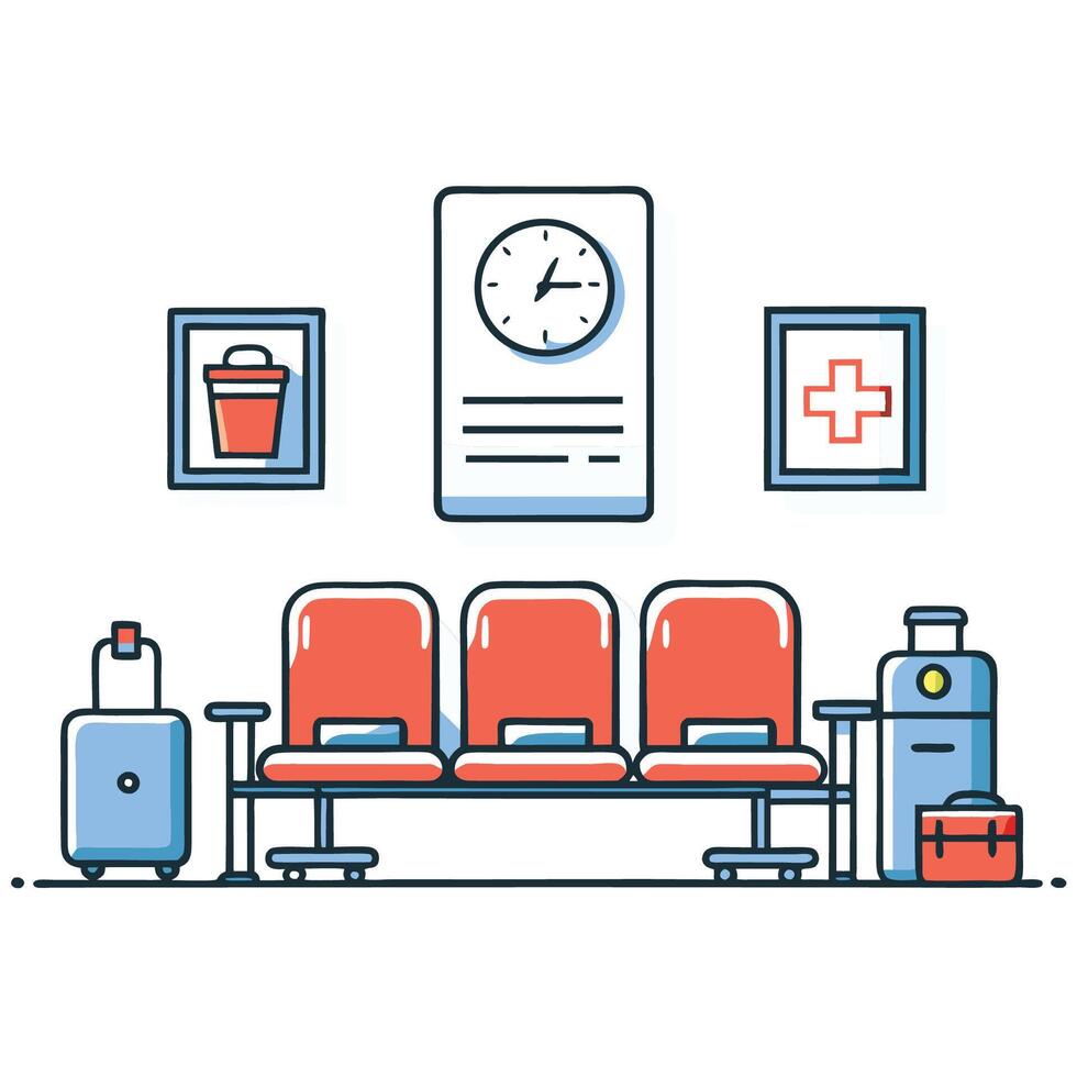 Modern Waiting Room with Comfortable Sofa Seating Area Interior Design Concept vector