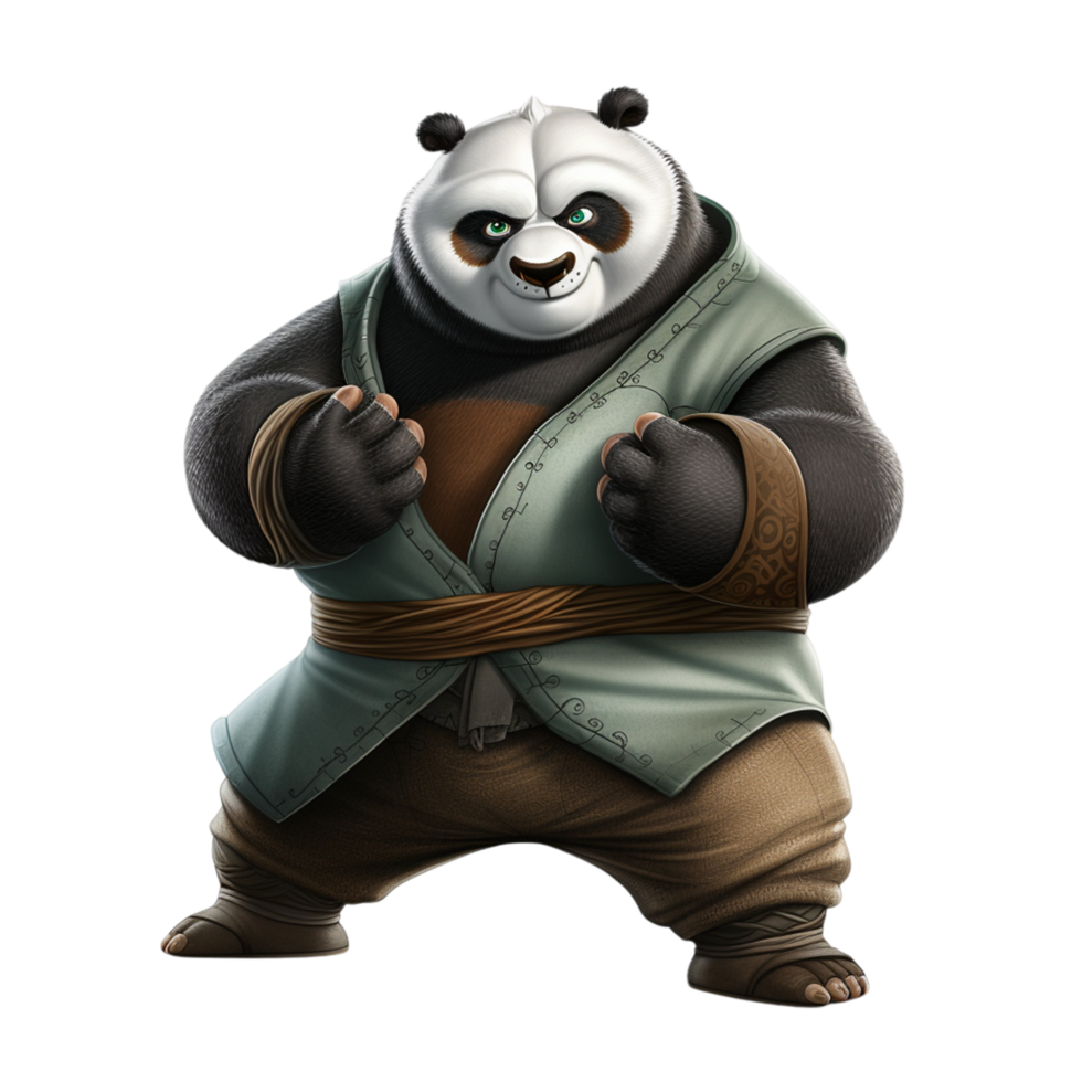 Adorable Panda Martial Artist in Combat Pose for Fun Character png
