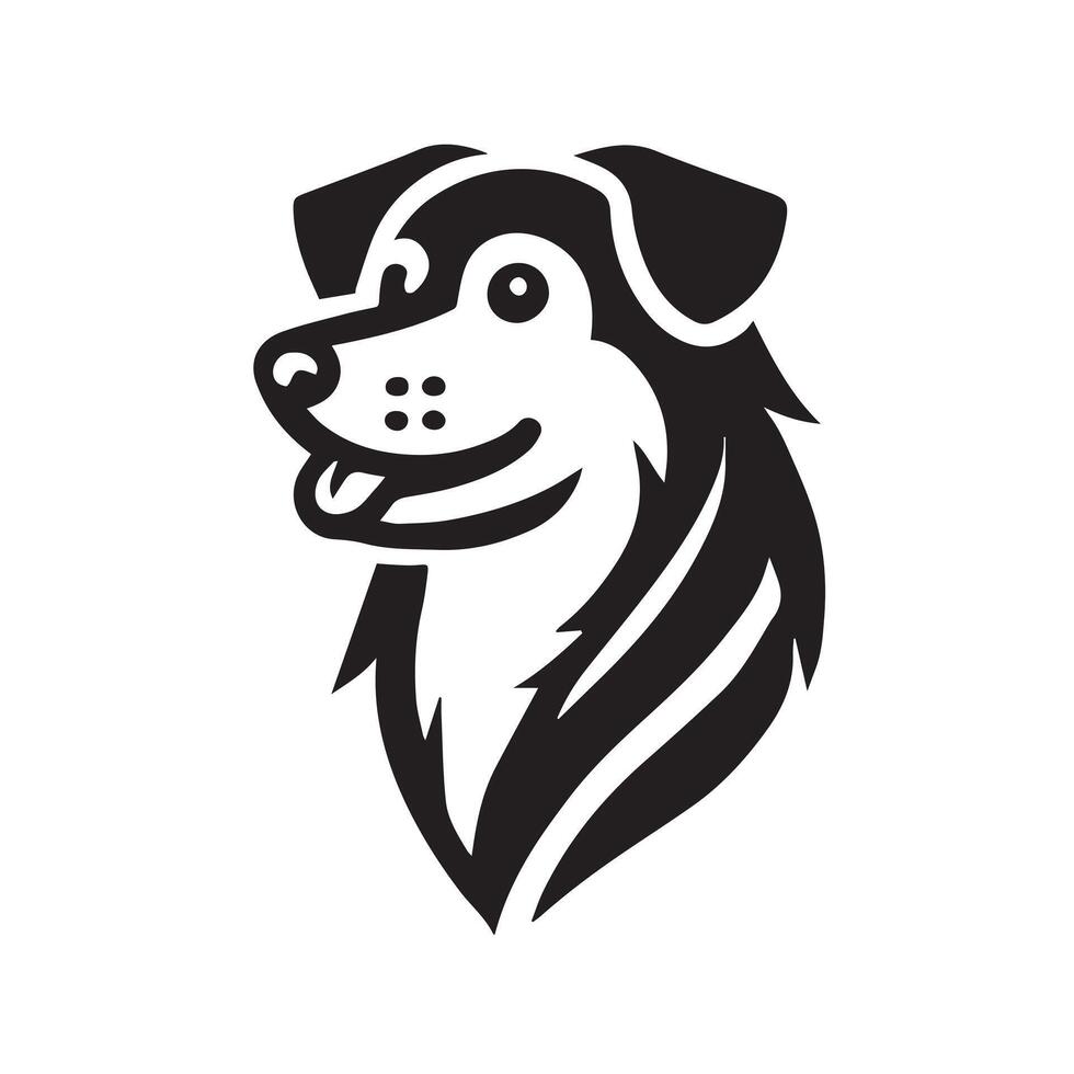 A simple, black and white, graphic illustration of a dog's head icon vector