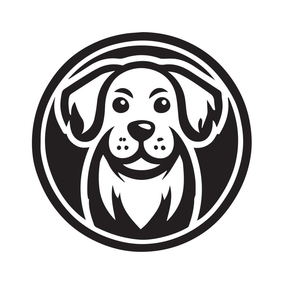 Cute Black and White Dog Face in a Circle logo vector