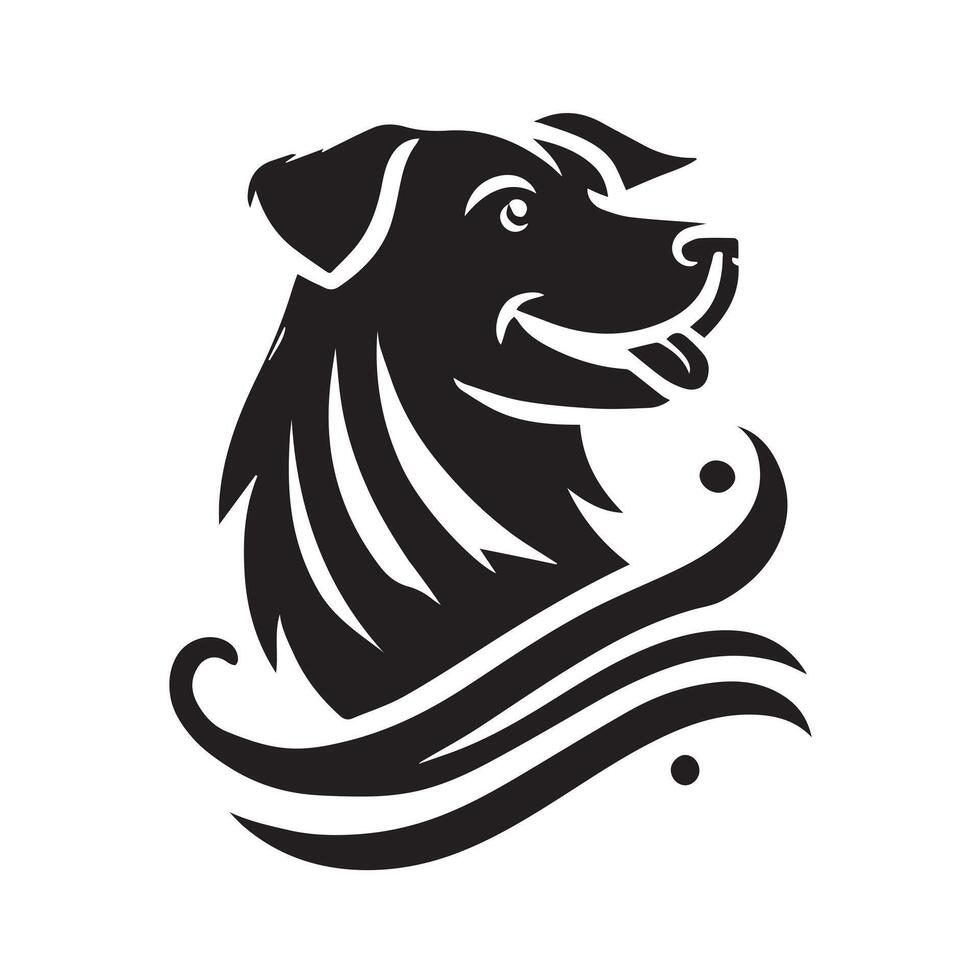 black and white, graphic illustration of a dog's head icon vector
