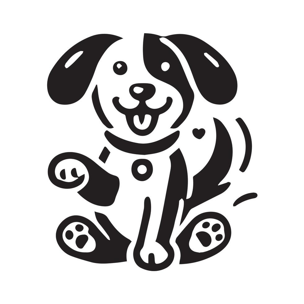 black and white illustration of a dog's head in profile view. vector