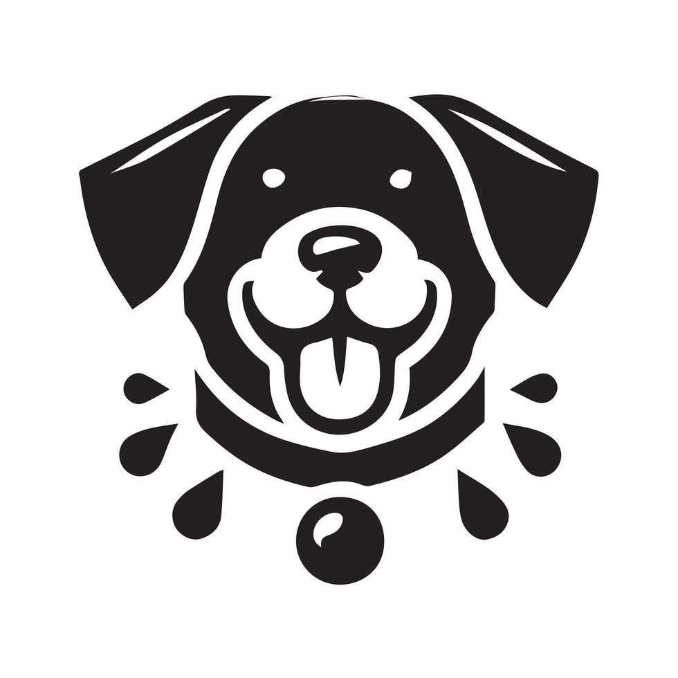 Black and white dog head icon in circle vector