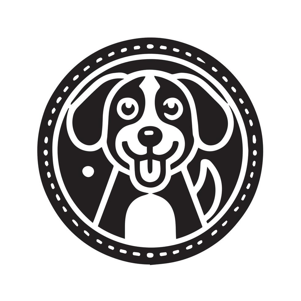 icon black and white cartoon dog illustration vector