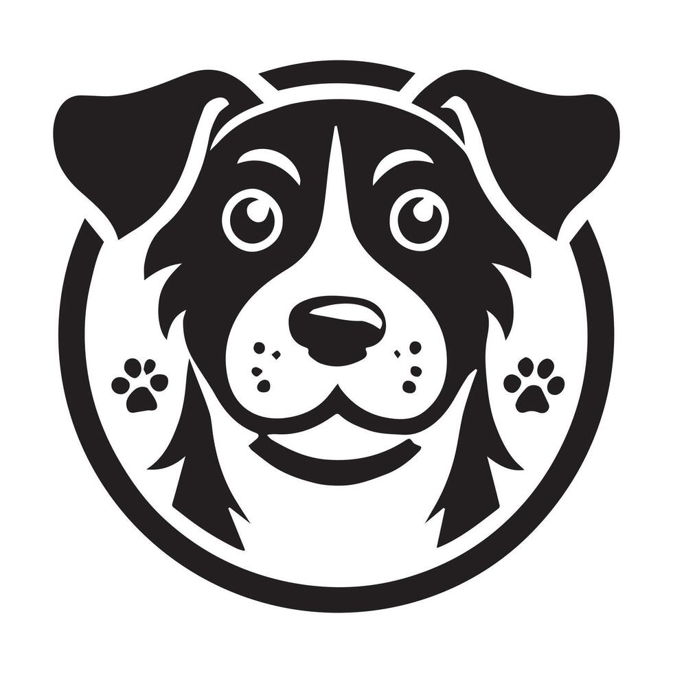 Stylish Black and White Dog Head Graphic Design logo vector