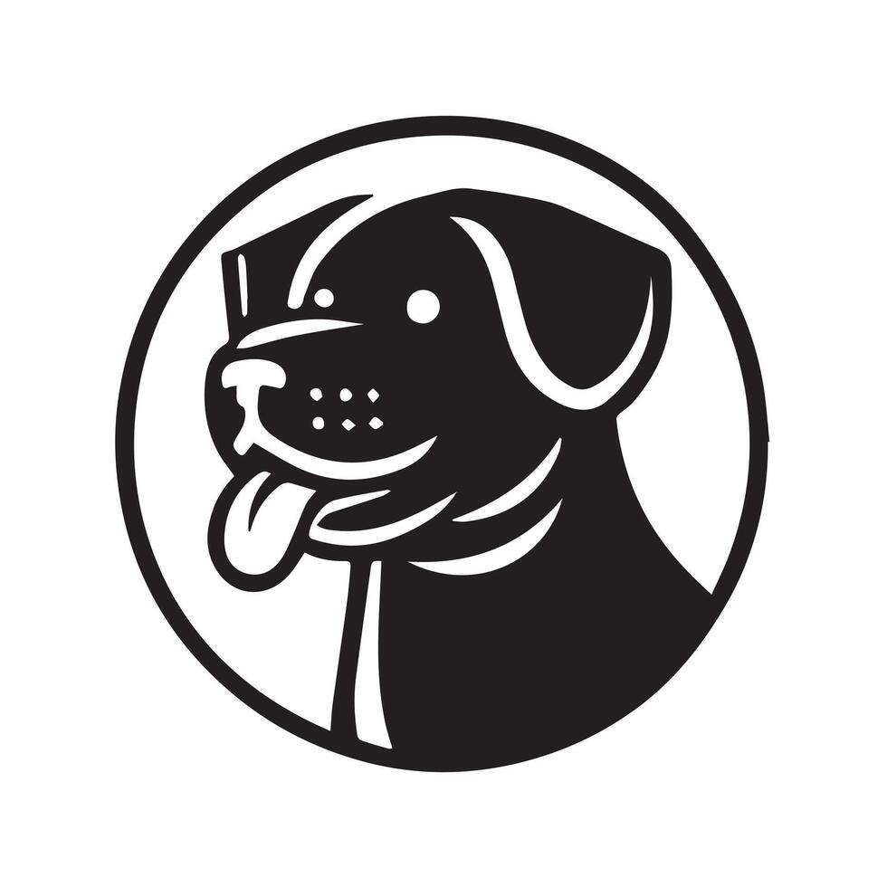 stylized dog head graphic with heart logo vector