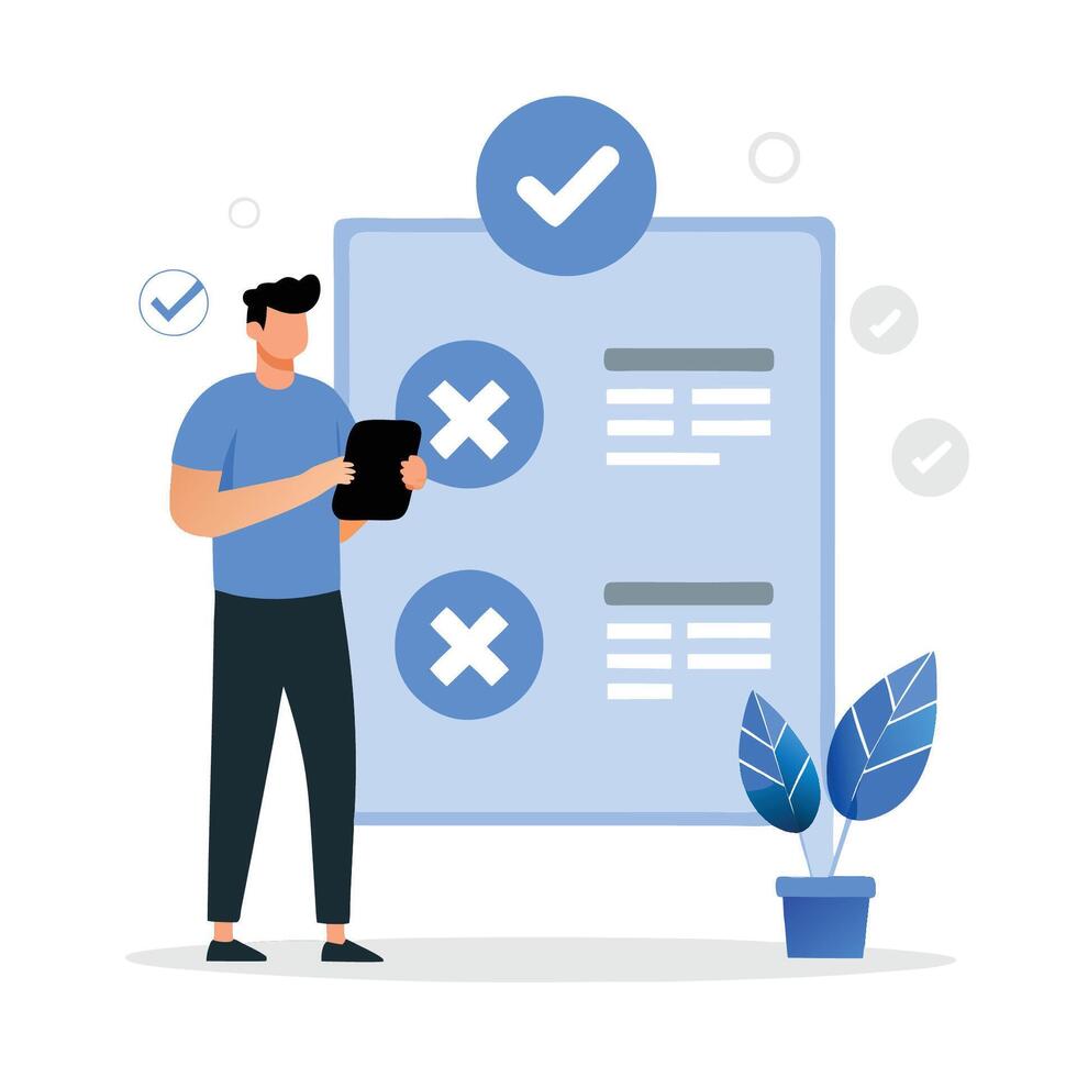 Illustration Depicting the Concept of Yes and No with Checkmarks and Crosses vector