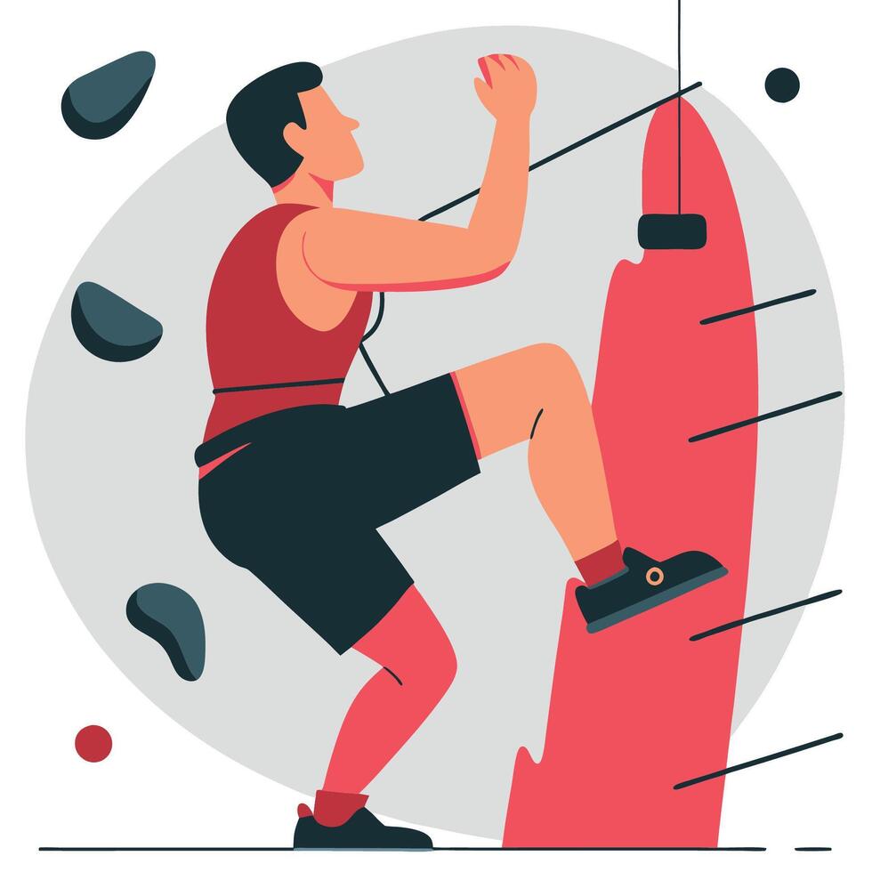 Innovative Wall Climbing Concept Illustration Depicting Climber Reaching for the Summit vector