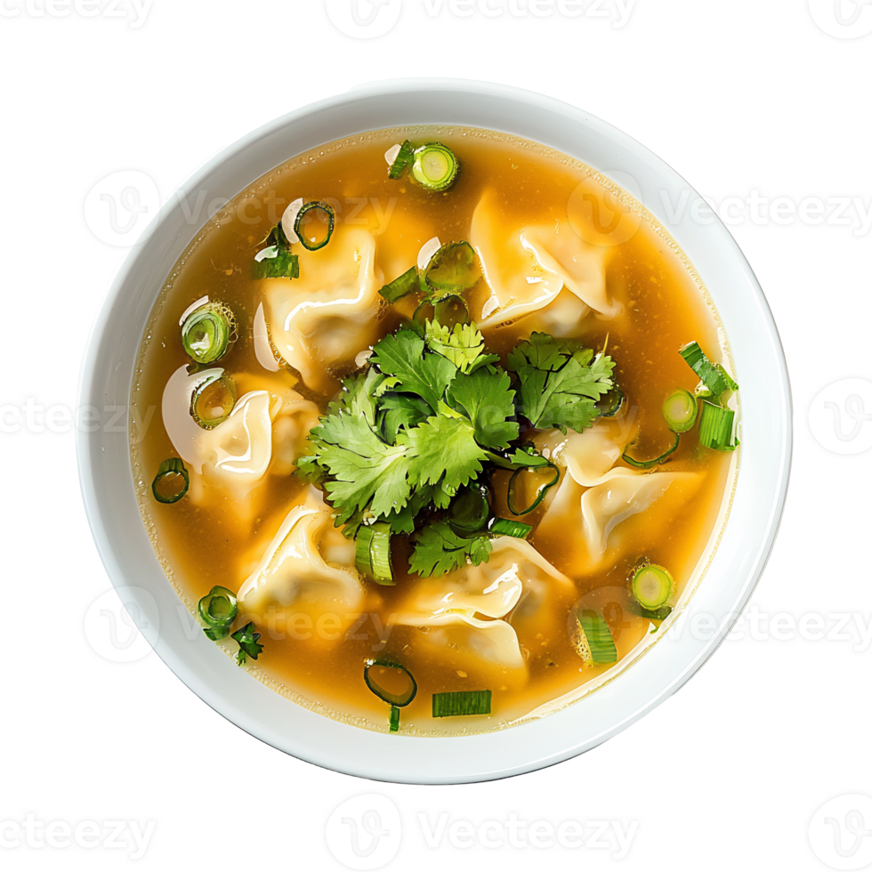 Warm and Comforting Vegetable Noodle Soup in a White Ceramic Bowl on a Wooden Table png