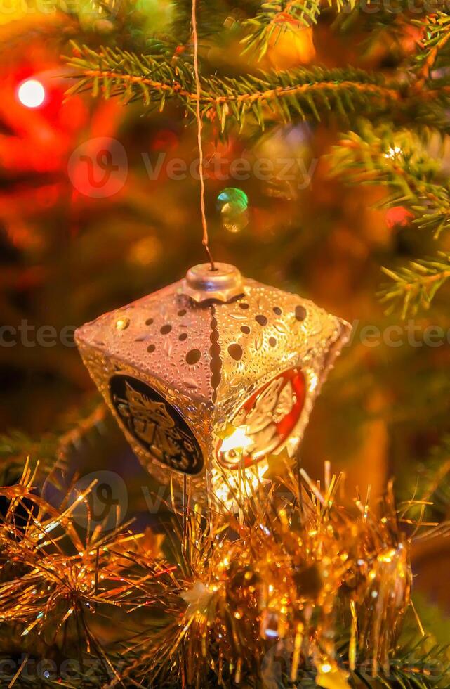 Decorations on fir-tree branches for New Year and holidays. photo