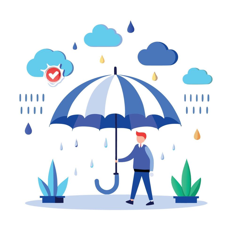 Visual Representation of Umbrella Protection Against Rain Showers vector