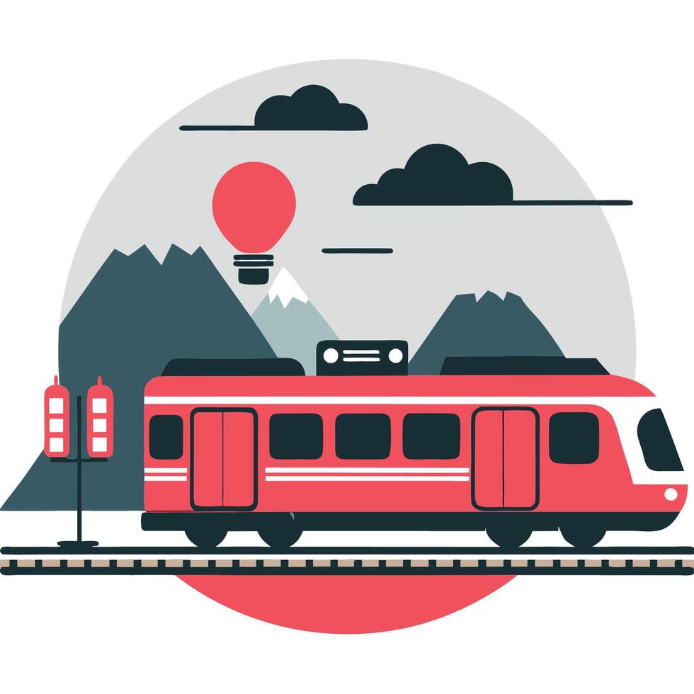 Scenic Illustration of a Train Journey Embracing the Concept of Travel and Exploration vector