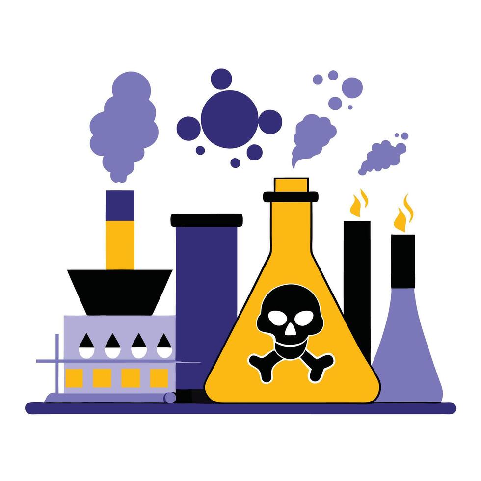 Hazardous Waste and Chemical Toxicity Illustrated in Concept vector