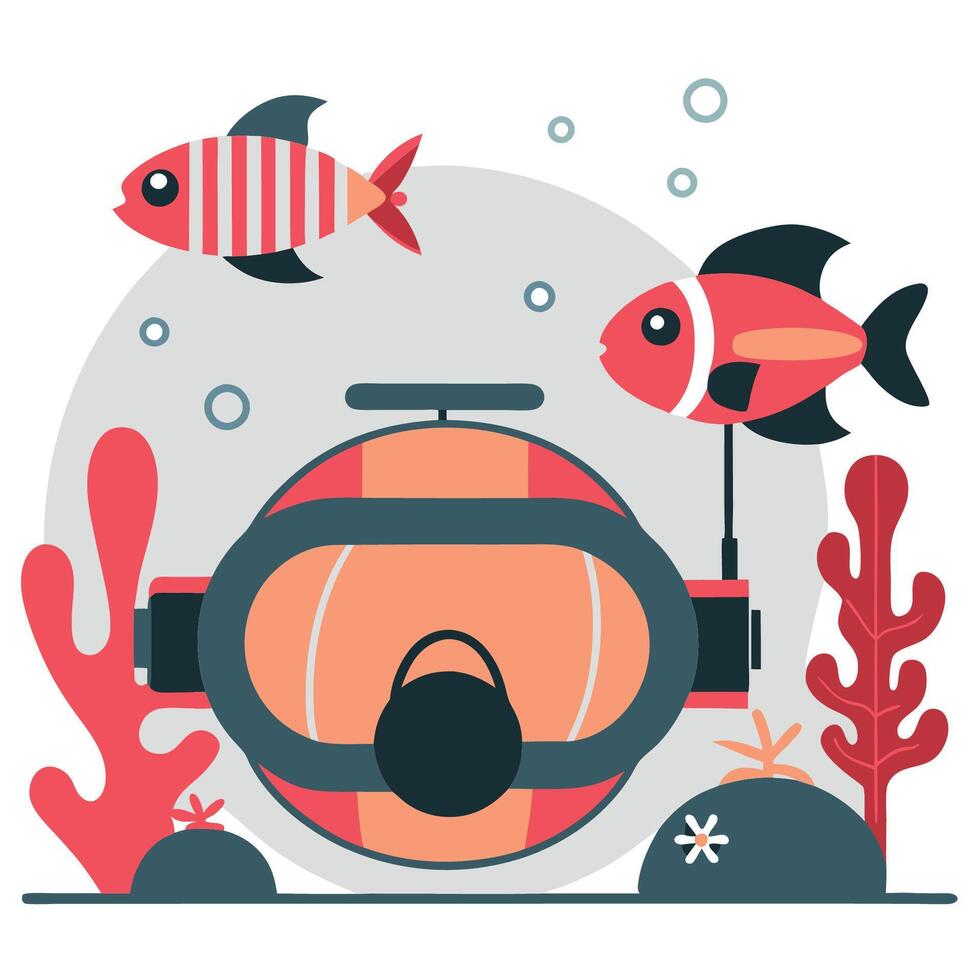 Concept Illustration of Vibrant Underwater Life with Diverse Marine Creatures vector