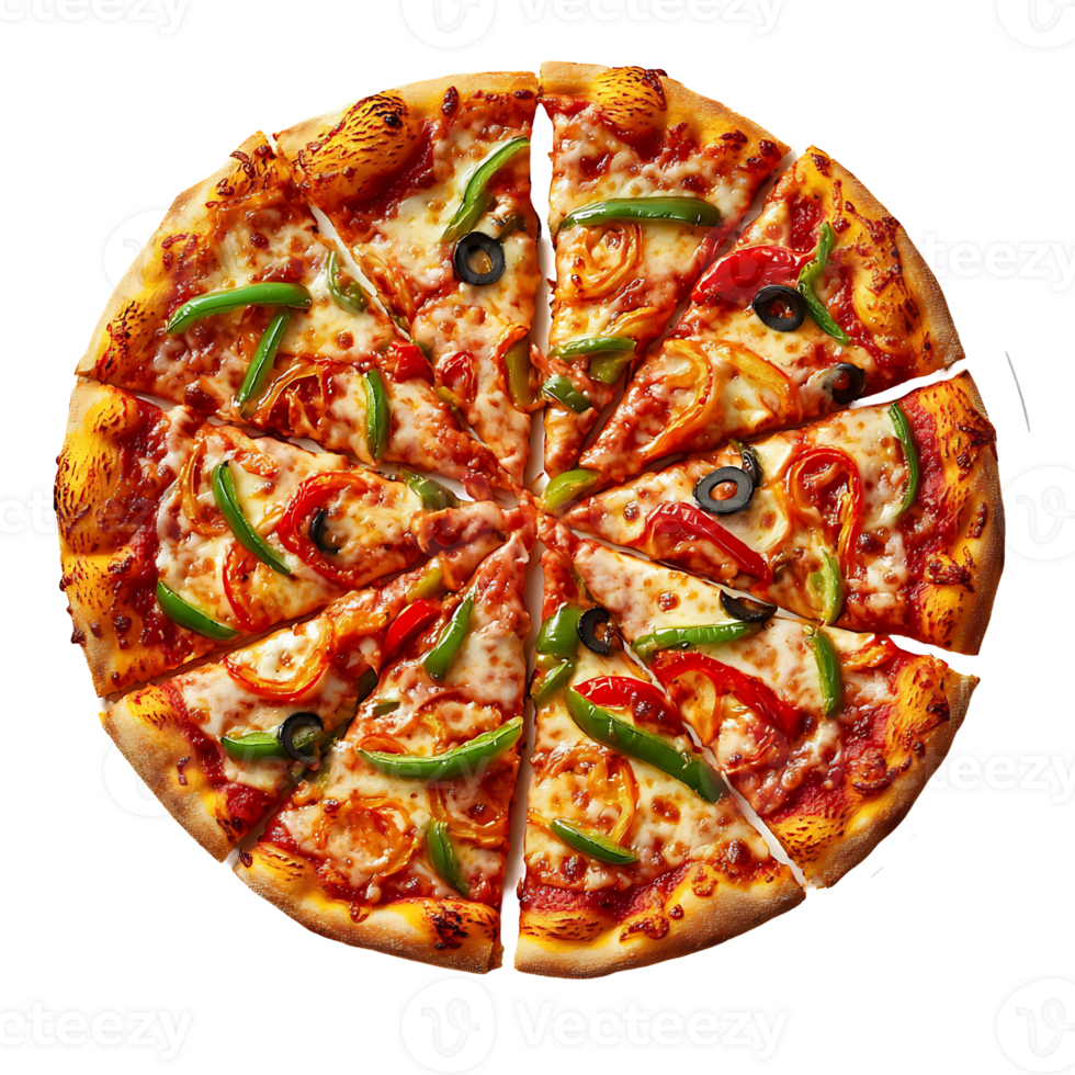 Freshly Baked Italian Pepperoni and Veggie Pizza on White Plate png