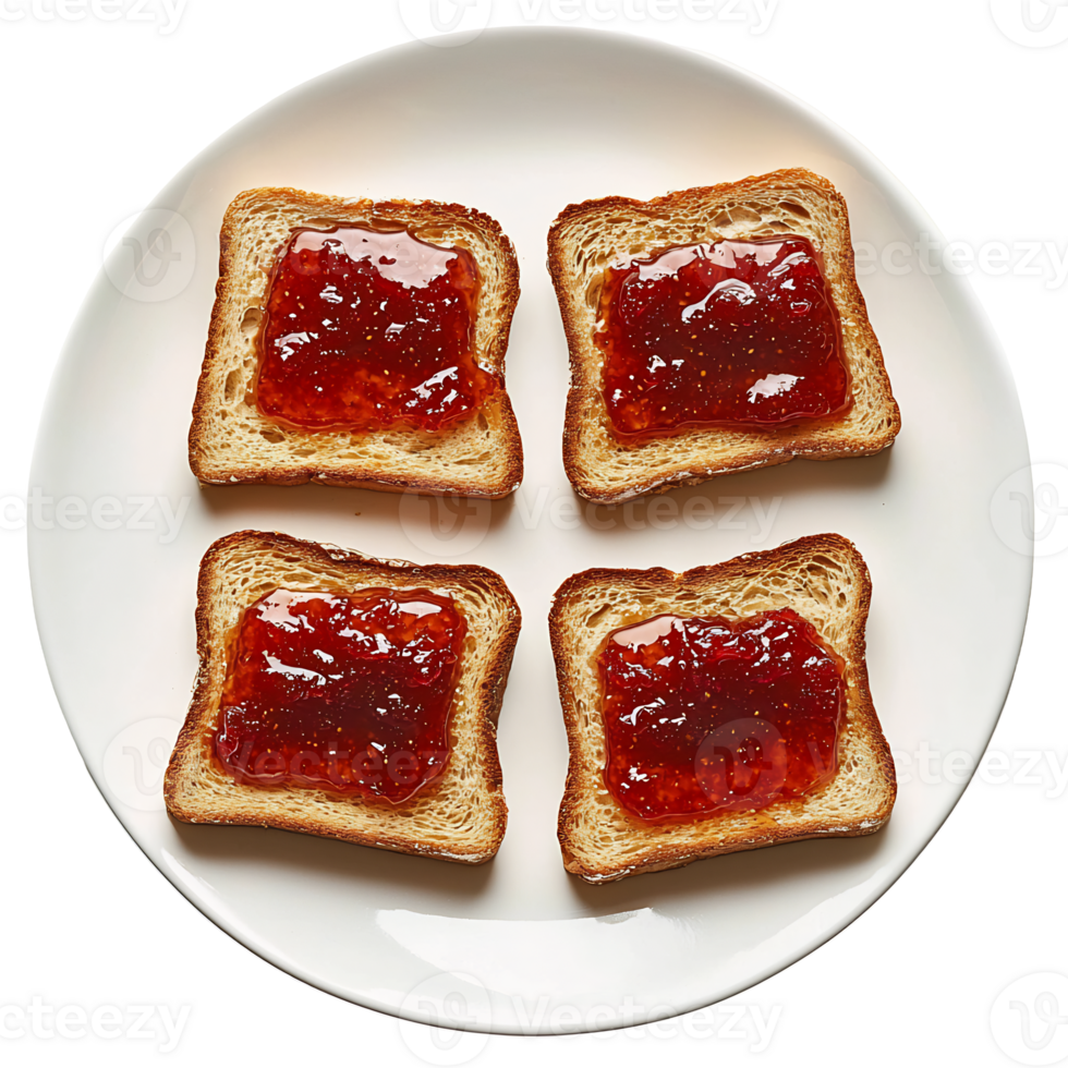 Freshly Toasted Bread with Homemade Fruity Jam on Rustic Wooden Plate png