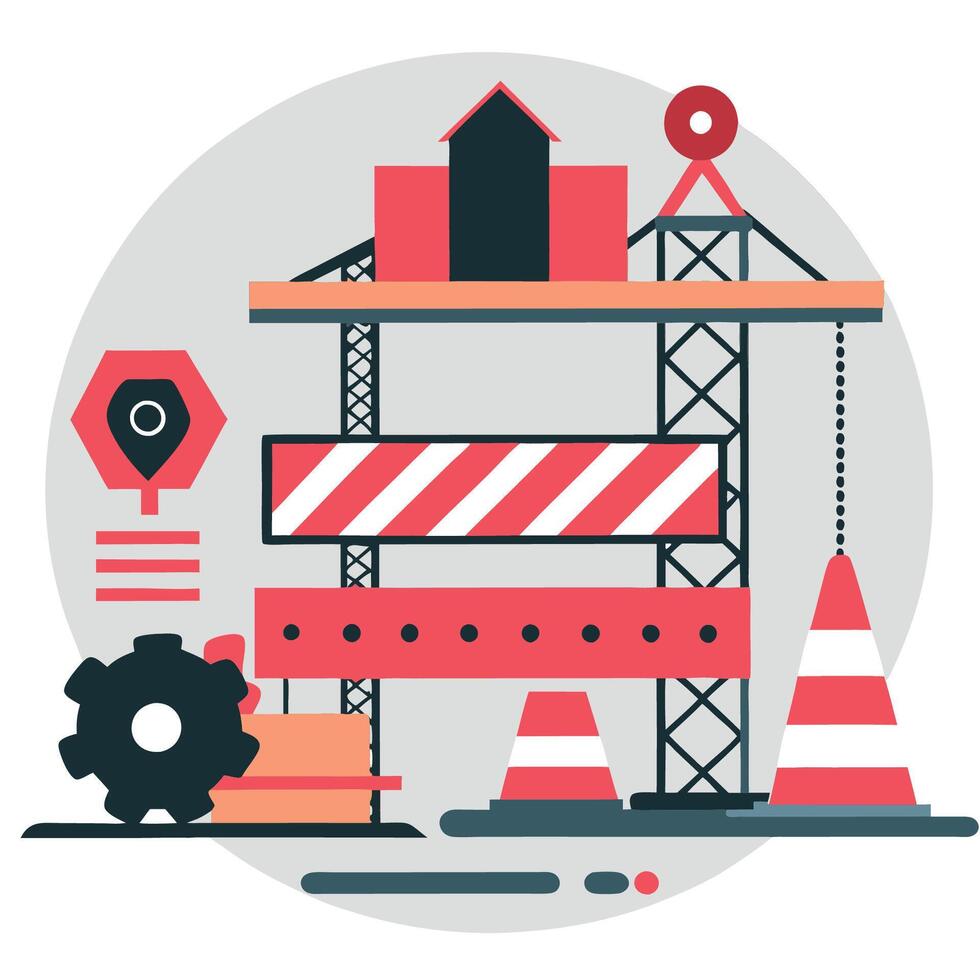 Construction in Progress - Conceptual Illustration of Ongoing Project vector