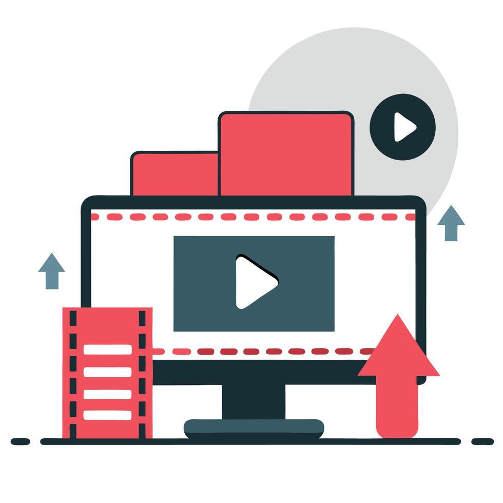 Modern Concept for Uploading Videos Online with Secure Cloud Storage vector
