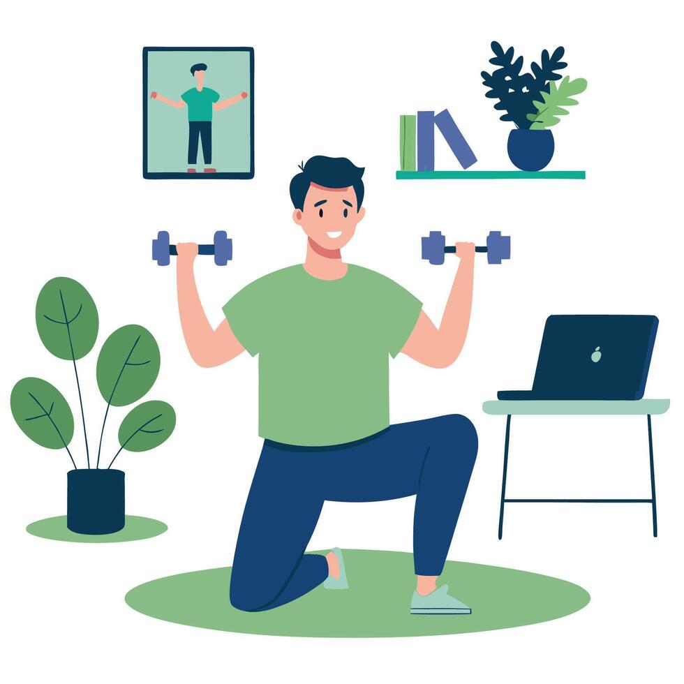 Comprehensive Home Workout Illustration with Guidance vector