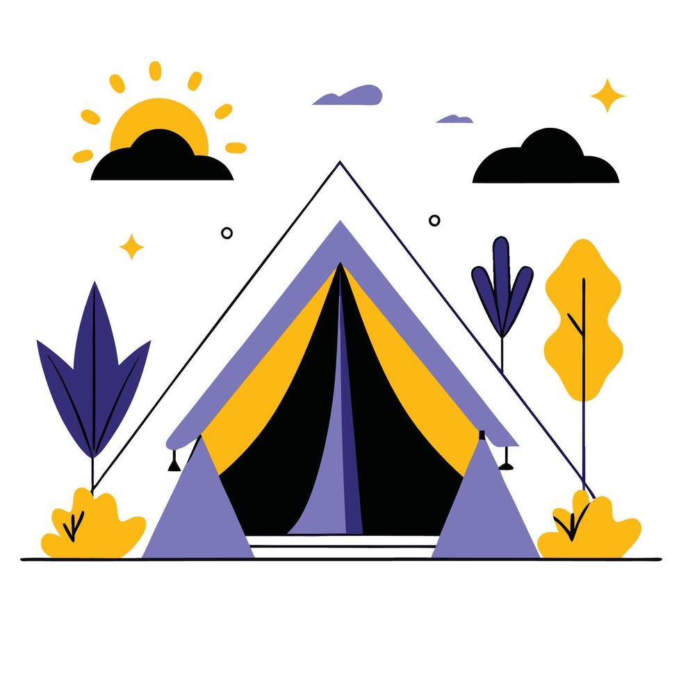 Modern Tent Concept Design with Innovative Features and Aesthetic Lines vector