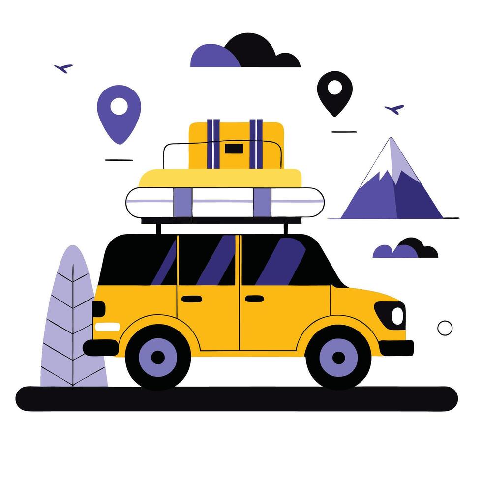 Modern Travel Caravan Concept for Adventure-Seeking Road Trippers vector