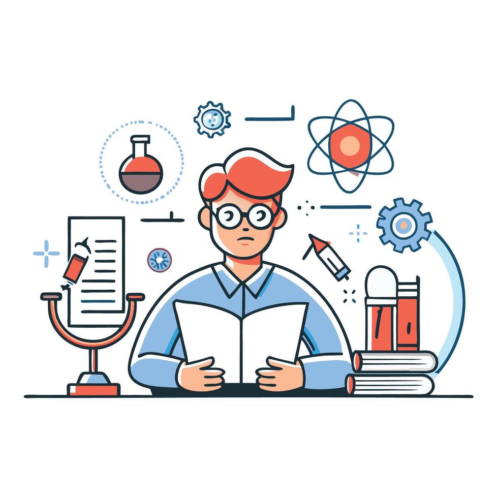 Concept Illustration Depicting the Key Ideas of a Thesis vector