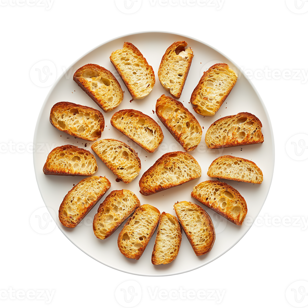 Freshly Baked Artisan Toasts Arranged on Rustic Plate for Appetizing Breakfast or Snack png