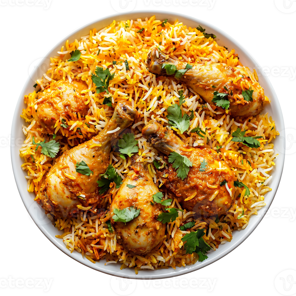 Fragrant and Flavorful Chicken Biryani Rice Dish on Plate png